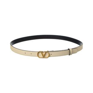 Valentino Vlogo Signature Leather Belt, Beige